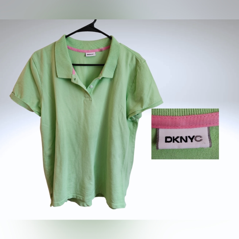 DKNYc lime green classic polo, 100% cotton, sz XXL